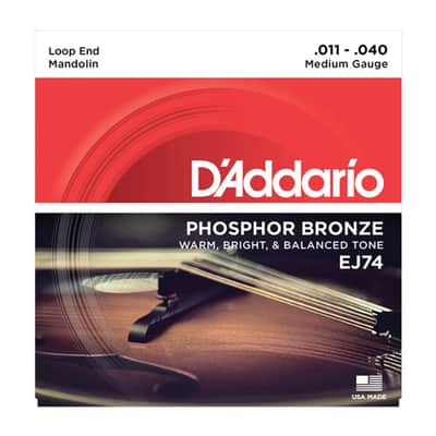 D'Addario EJ74 Mandolin Strings, Phosphor Bronze, Medium, 11-40 image 1