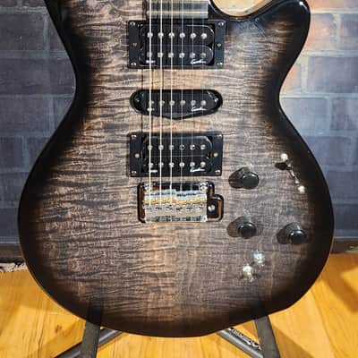 2022 Godin xTSA Trans Black FLAME Top w/ Original Gig Bag image 6