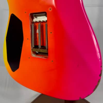 Zion Radicaster Super Strat Custom 1980’s - Pink / Red Neon Dancing Blood image 16