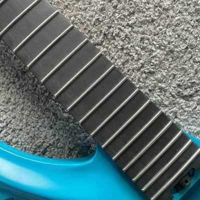 Blue Aluminum Guitar Body with Roasted Maple Wood Neck, Rosewood Fingerboard image 9