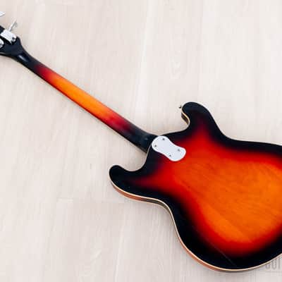 1966 Mosrite Combo Vintage Semi-Hollow Bass Sunburst, Near-Mint w/ Case, Hangtag image 14
