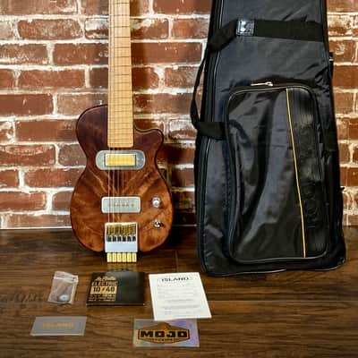 Island Espeto Custom 2020 Natural/Teal Redwood Top, Dual-Pickup Headless Guitar (Mint Condition) image 15