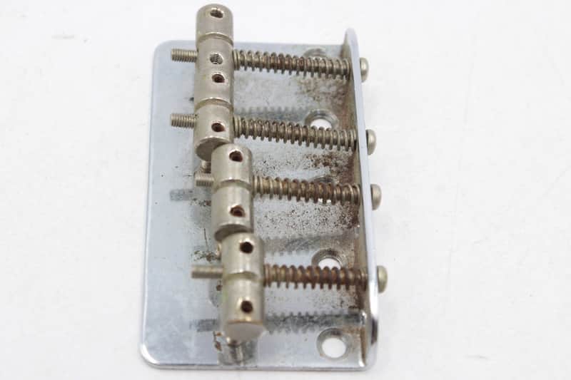 Vintage Fender Squier MIJ 4-String Bass Bridge - Chrome, 5-Hole Mount, Top Load, Made in Japan