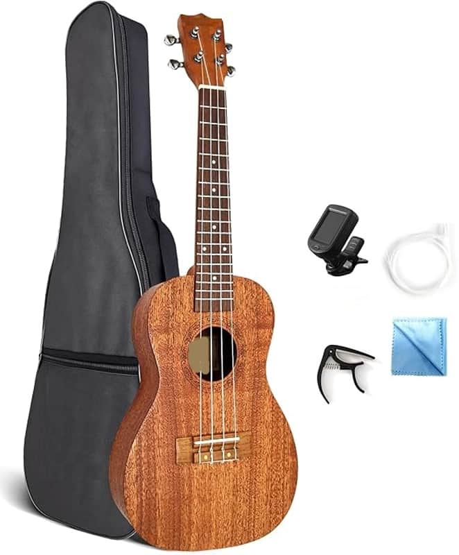 23 Inch Concert Ukulele All-in-One Mahogany Ukelele Kit for Beginner with Online Lessons Gig Bag Tuner Strap Nylon Strings Picks image 1