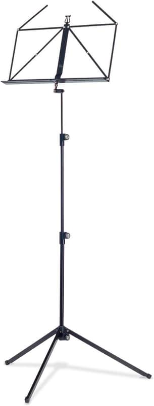 Music Stand | Large Deep Desk | Sturdy Base | Adjustable 3pc Telescopic Design | Folding Compact | Pro Grade for Musicians | German Made | Black image 1