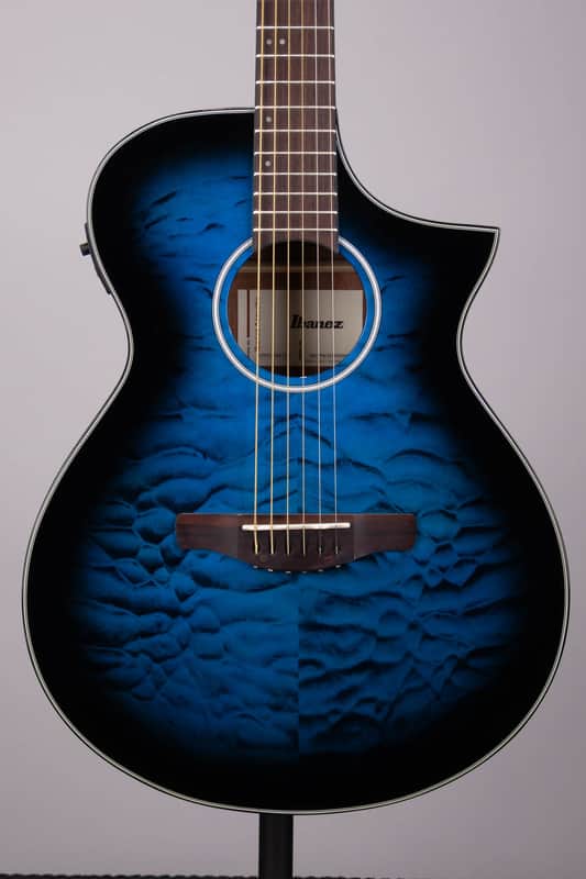 Ibanez AEWC16QA-TLH Acoustic-Electric Guitar – Transparent Blue Sunburst image 1