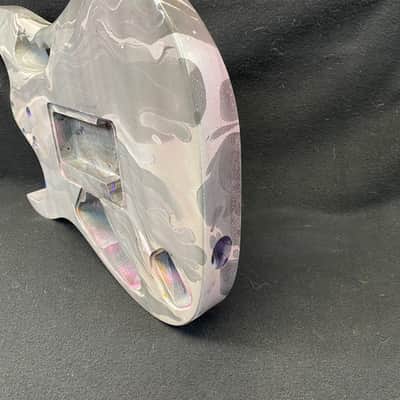 Gray and Silver Swirled alder 6 string Jem style guitar body, HSH, AANJ, rear route- RB216 image 4