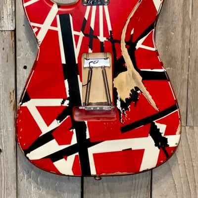 2021 EVH Striped Series Frankie Red / White / Black Stripes Relic , In Stock Best Deal on the Planet image 11