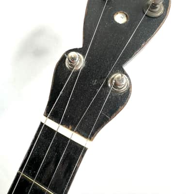 Old 5 string banjo with a painted head The Flapper and the Hummingbird 1930s - Wood and calf skin image 4