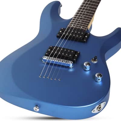 Schecter C-6 Deluxe Electric Guitar - Satin Metallic Light Blue (431) image 2