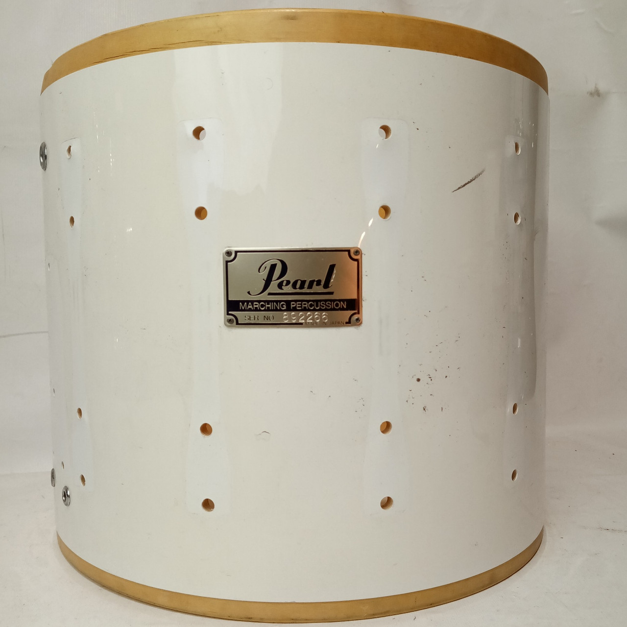 Pearl Marching Percussion 12x14"Snare Drum Shell Made In Japan Piano White 80s — main photograph