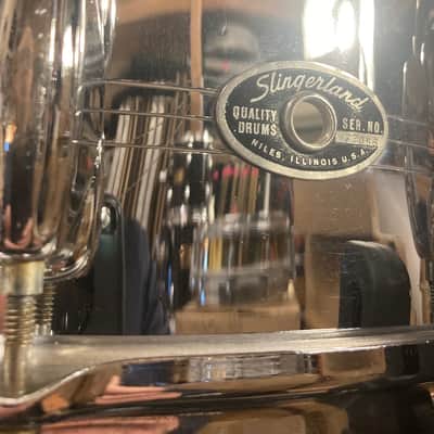 Slingerland - 5x14" Radio King 10-Lug Snare Drum. 1968–1972 - Chrome over Brass image 2