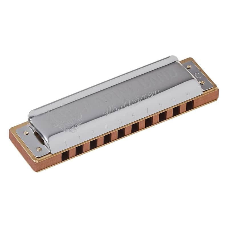 Hohner 1896BX Marine Band Tuned to Key of C Harmonica with 0.9mm Brass Reedplates, Single Laquered Pearwood Comb, and Arched Stainless Steel Covers image 1