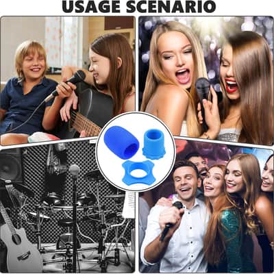 8 Pack Microphone Foam Windscreens | Mic Covers with Anti Roll Silicone Rings for Wireless Handheld Microphones image 7