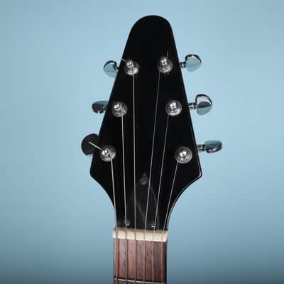 Flying V Style Electric Guitar in Black with White Pickguard image 6