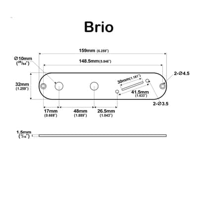 Brio 32mm Steel Control Plate – Narrow Pot Spacing & Angled Switch Slot for Telecaster® Style Guitars- Gold image 2