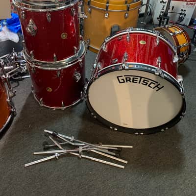 Gretsch Broadkaster Usa 2022 - Red glitter sparkle excellent cond drum set 4 Pc 22 13 14 16 USA image 1