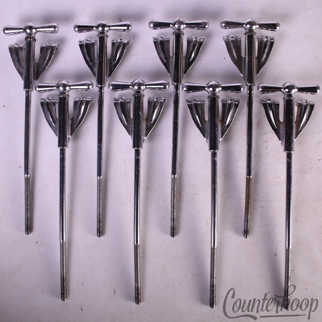 Ludwig 8x Bass Drum Long Bow-Tie Tension T-Rods+Claws 7"Chrome 50s Club Date WFL — main photograph
