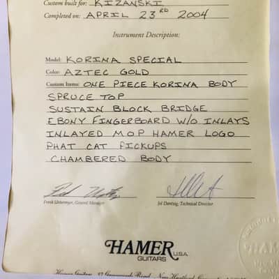 Hamer Custom Korina Special 2004 Aztec Gold image 2