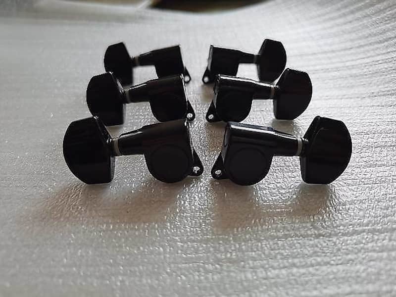 Black Guitar String Tuners Pegs Machine Heads 3x3 Keys image 1