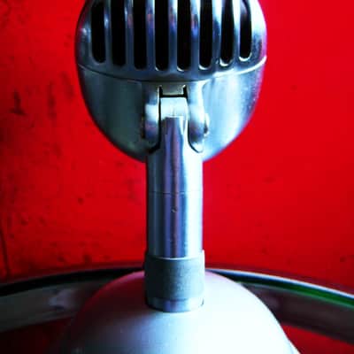 Vinatge 1940's Shure 55 dynamic microphone satin chrome w S-36 desk stand Elvis image 6
