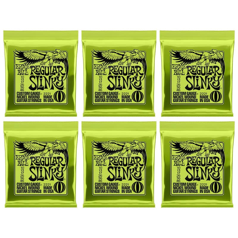 Ernie Ball 2221 Regular Slinky Nickel Electric Guitar Strings 10-46 (6 Pack Bundle) image 1