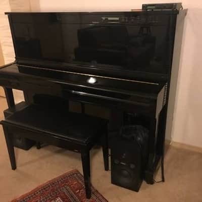 Yamaha MX100 II Disklavier Pre-Owned Upright Player Piano (U1) Watch videos 1994 Polished Ebony image 1