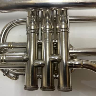 Circa 1920 Brua C. Keefer Silver-Plated Bb/A Rotary-Change Cornet with Case & Slides image 16