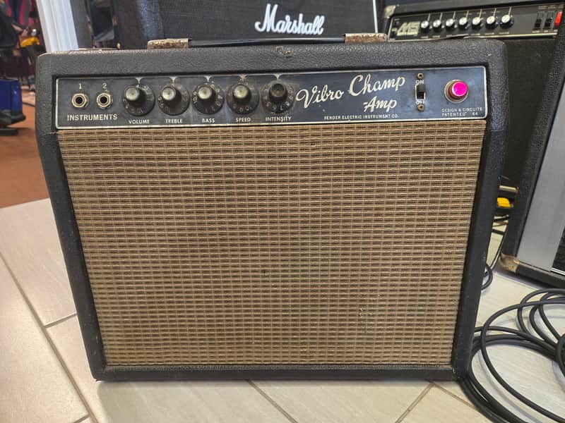 RARE Pre CBS Production #1 Fender Vibro Champ 6-Watt 1x8" Guitar Combo 1964 - Black Panel image 1