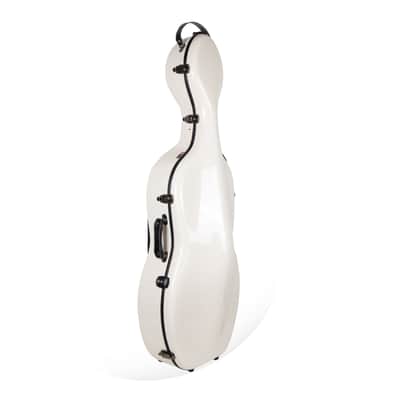 Crossrock Fiberglass Cello Case with Wheels - Fits 4/4 Full Size Cellos - Includes Padded Music Pouch, 3 Handles, Removable Shoulder Straps, Combination Lock - Milky White（CRF2020CEFMW） image 1