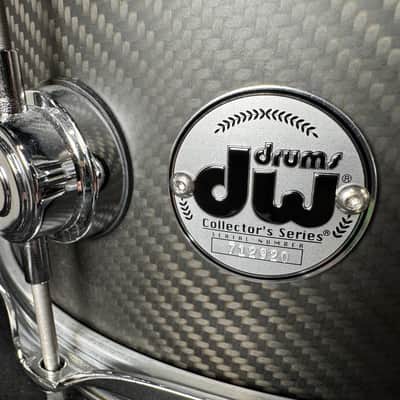 DW DRVF5514SVC Collector's Series Carbon Fiber 5.5x14" Snare Drum with Chrome Hardware 2020 - Present - Black image 2
