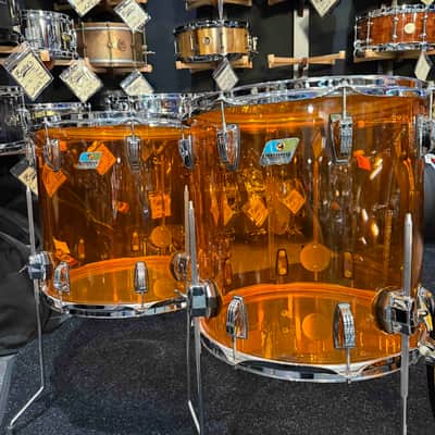 Vintage Ludwig Amber Vistalite 4-Piece Zep Bonham 14/16/18/26 Drum Kit Set image 7