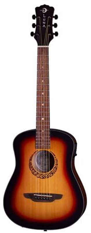 Luna Safari Tribal Travel Guitar A/E Left Hand with Gigbag image 1