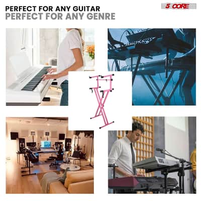 5 Core 2 Tier Keyboard Stand Combo Heavy Duty Adjustable Piano Stand with Extension Arm image 9