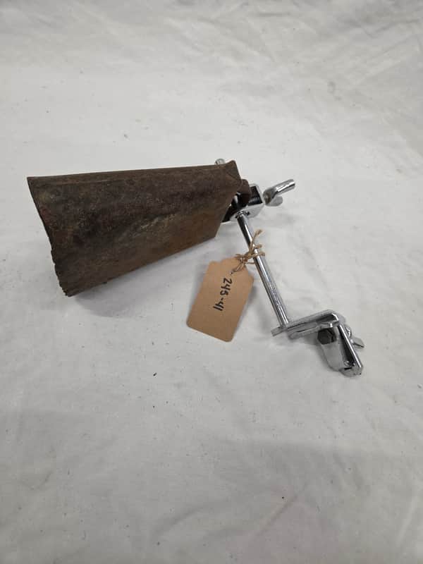1970s Ludwig No. 133 Bass Drum Hoop Mount Cow Bell Holder W/ Crusty 5" Cowbell (245-41) image 1