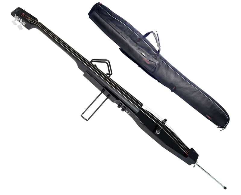 STAGG Metal Black Electric Double Bass With Gigbag Plus 1/4" Output Jack EUB Electric Upright Bass image 1