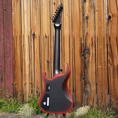 ESP LTD M-7HT Baritone Black Metal Black Red Burst Satin 7-String Electric Guitar image 4