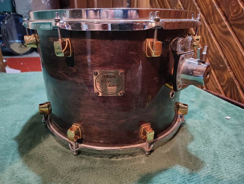 Yamaha Maple 🍁 Custom 14"(Diameter) x 10"(Depth) Tom 1990's - Black Maple image 1