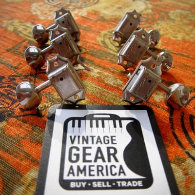 Newer Grover Guitar Tuners Kluson Deluxe Copies (3) on a side - Chrome with Metal Buttons image 1