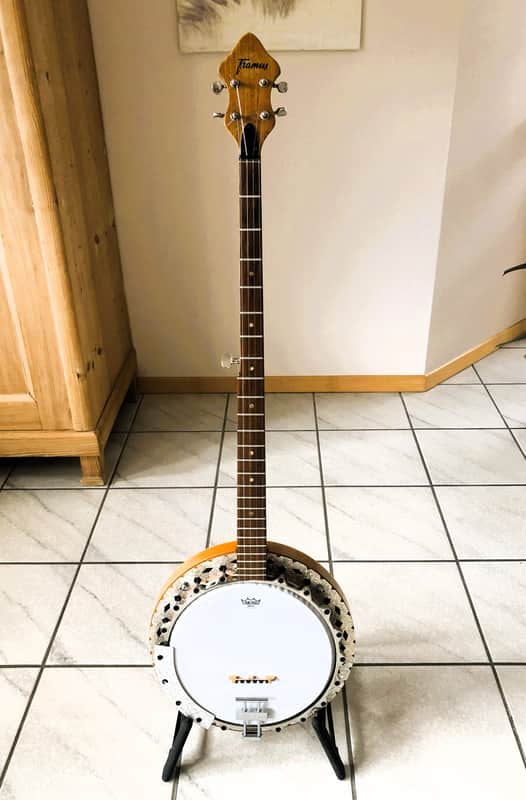 Framus 5 string banjo, long neck, Texan model 1973 - brown image 1