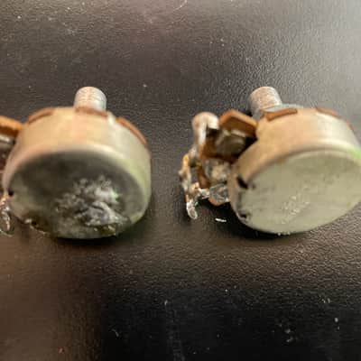 Stackpole Vintage 1956 set of 2 250K Solid shaft pots Cap Pre CBS 1957 1950's Telecaster Duo sonic Musicmaster Potentiometers image 9
