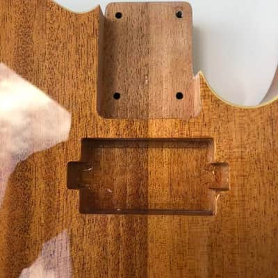 Natural Finish Mahogany Telecaster Tele Style Guitar Body with Black Binding image 2