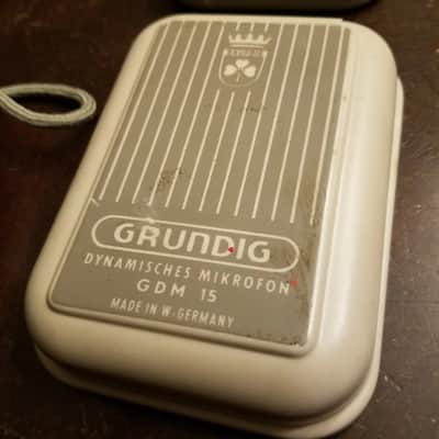 Grundig GDM 15 Dynamic Harp XLR Mic Palm GDM15 West Germany 1959 Silver Screen Grey Plastic Cloth Cord image 7