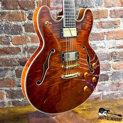 Eastman T186MX Semi-Hollow Electric Guitar w/ Gibson Pickups & HSC (2008 - Root Beer Flame) image 4