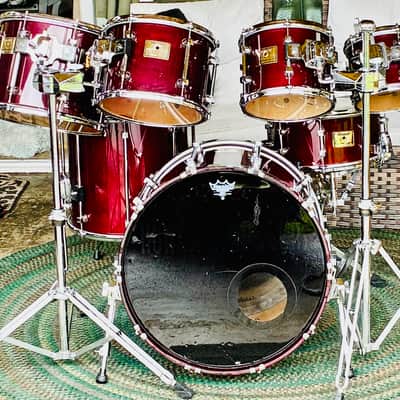 Premier Signia Marquis Rare 7-Piece Kit – 1999 UK Maple – Cherry Red – Flagship Series – w/ Cases EX image 2