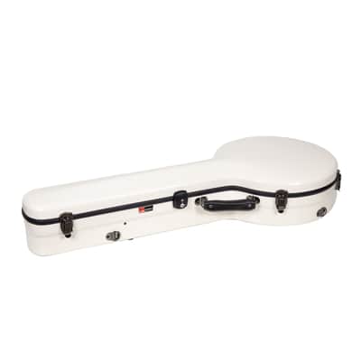 Crossrock Fiberglass Banjo Case-Fits Mastertone & Most 5-String Styles, with Interior Compartment, Backpack Straps, Hygrometer, TSA Lock-Milky White (CRF2023MBJMW) image 5
