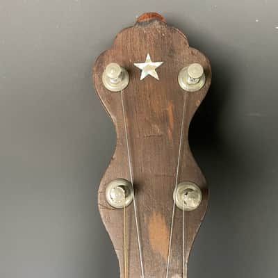 Vintage Open-Back 5-String Banjo c. 1920s-1940s Unbranded w/ Star Inlay & Gig Bag image 3