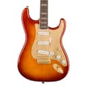 Fender Squier 40th Anniversary Stratocaster Electric Guitar, Gold Edition, Sienna Sunburst, Laurel