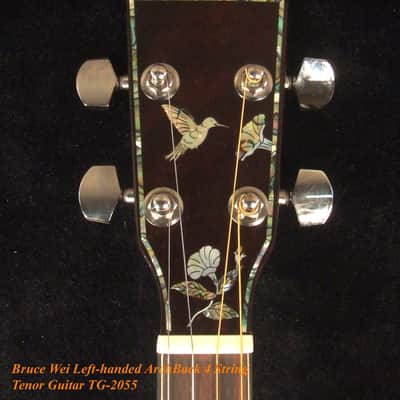 Handcrafted Left-handed 4 String Tenor Guitar, Solid Hawaiian Koa, Acacia ARCH-BACK Cutaway , Vine Inlay, Soft-bag, Bruce Wei TG-2055 image 4