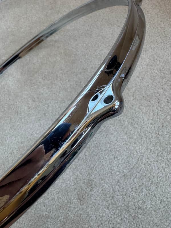 Premier 16” Die-Cast Floor Tom Drum Hoop - COB Chrome over Brass Lot #2 70s - Chrome image 1